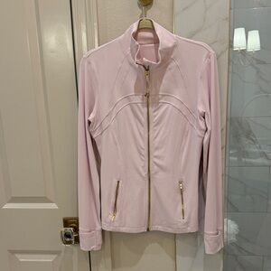 Lululemon Athletica Light Pink Bomber Jacket with Gold Zippers
